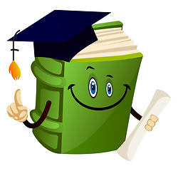 Image showing Green book graduating, illustration, vector on white background.