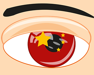 Image showing Flag state China in eye of the person