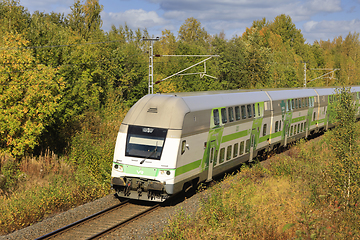 Image showing VR Group Intercity Train at Speed in Autumn