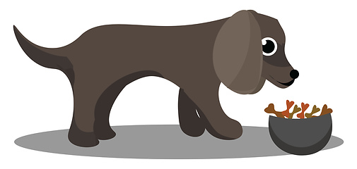 Image showing Image of dog eating, vector or color illustration.