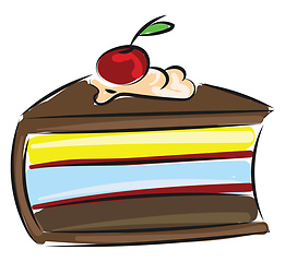 Image showing Image of cherry cake, vector or color illustration.