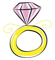 Image showing Image of a diamond ring, vector or color illustration.