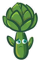 Image showing Sad artichoke, vector or color illustration.