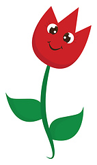 Image showing Cute red flower, vector or color illustration.