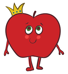 Image showing Image of apple with crown, vector or color illustration.