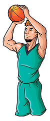 Image showing Basketball player is ready to throw the ball, illustration, vect