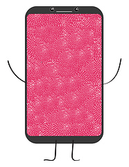 Image showing Smartphone with pink wallpaper, vector or color illustration.