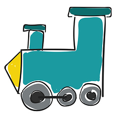 Image showing A blue-colored toy train locomotive engine, vector or color illu