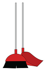 Image showing Image of broom and dustpan, vector or color illustration.