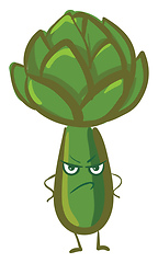 Image showing Image of angry artichoke, vector or color illustration.