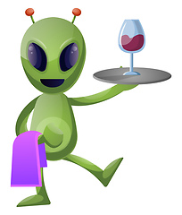 Image showing Alien the butler, illustration, vector on white background.