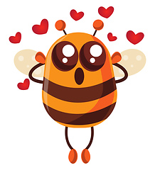 Image showing Bee in love, illustration, vector on white background.