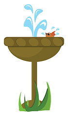 Image showing Image of bird bathing in fountain, vector or color illustration.