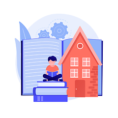 Image showing Woman reading in library vector concept metaphor