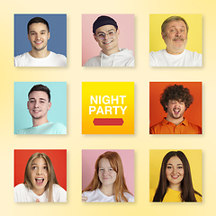 Image showing Portrait of people on multicolored background, creative collage