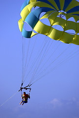 Image showing Male parasailing