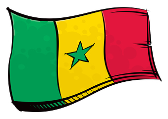 Image showing Painted Senegal flag waving in wind