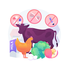 Image showing Free from antibiotics hormones GMO foods abstract concept vector illustration.