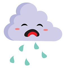 Image showing Sad cloud, vector or color illustration.