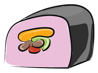 Image showing Sushi with vegetable, vector or color illustration.