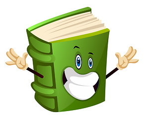 Image showing Green book is happy, illustration, vector on white background.