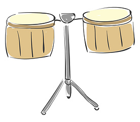 Image showing Painting of the percussion brown timbale drum set/Pailas, vector