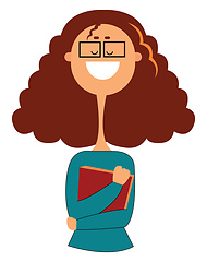 Image showing Girl with book, vector or color illustration.