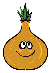 Image showing A joyful onion, vector or color illustration.