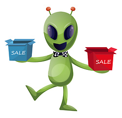 Image showing Alien on sale, illustration, vector on white background.