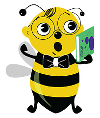 Image showing Clipart of the cute student bee staring at someone with the mout