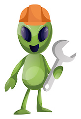 Image showing Working alien, illustration, vector on white background.