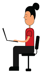 Image showing Girl working, vector or color illustration.