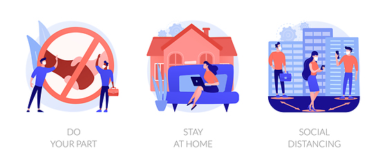 Image showing Covid19 outbreak prevention measures abstract concept vector illustrations.