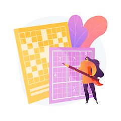 Image showing Do a crossword and sudoku abstract concept vector illustration.