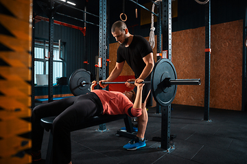 Image showing Disabled woman training in the gym of rehabilitation center