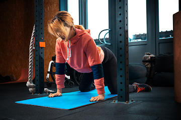 Image showing Disabled woman training in the gym of rehabilitation center