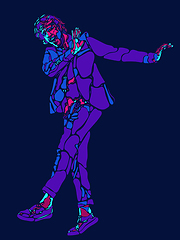 Image showing Singer man character. Abstract color illustration, line design