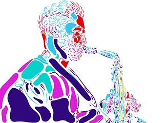 Image showing Singer man character. Abstract color illustration, line design