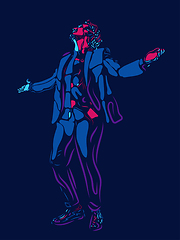 Image showing Singer man character. Abstract color illustration, line design