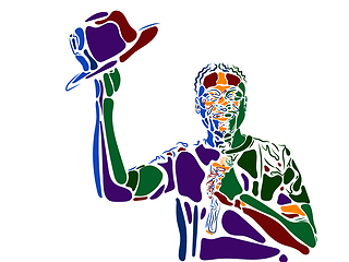 Image showing Singer man character. Abstract color illustration, line design