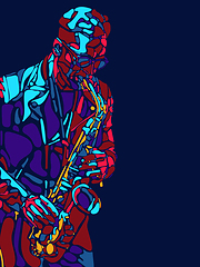 Image showing Singer man character. Abstract color illustration, line design