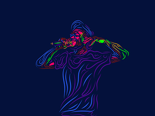 Image showing Singer man character. Abstract color illustration, line design