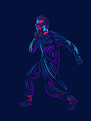 Image showing Singer man character. Abstract color illustration, line design