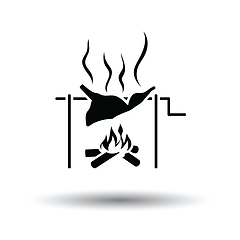 Image showing Roasting meat on fire icon