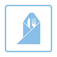 Image showing Fork and knife wrapped napkin icon