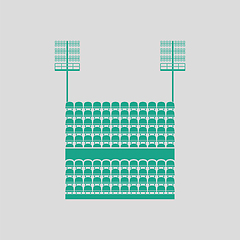 Image showing Stadium tribune with seats and light mast icon