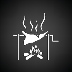 Image showing Roasting meat on fire icon