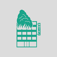 Image showing Hotel building in fire icon