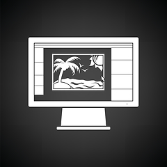 Image showing Icon of photo editor on monitor screen