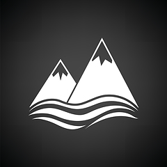 Image showing Snow peaks cliff on sea icon